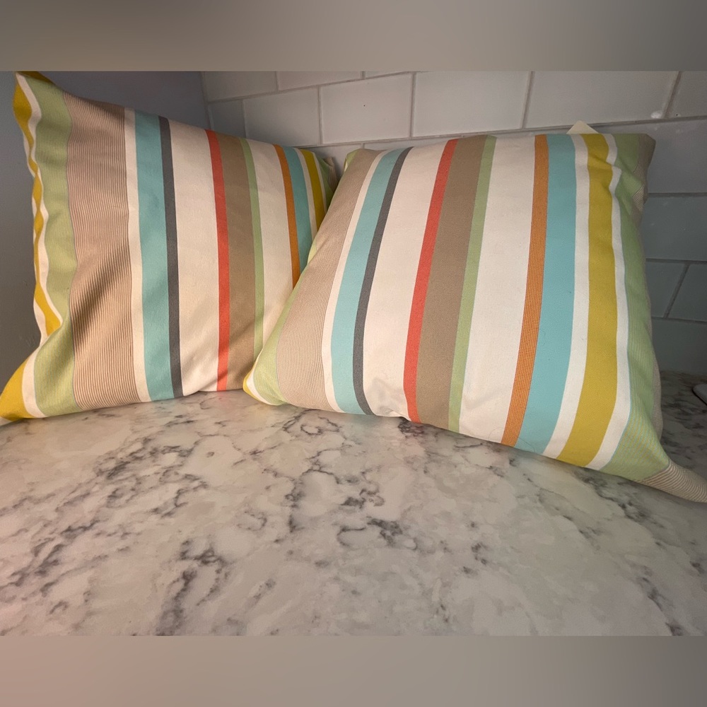 Pair of ECHO outdoor striped pillows